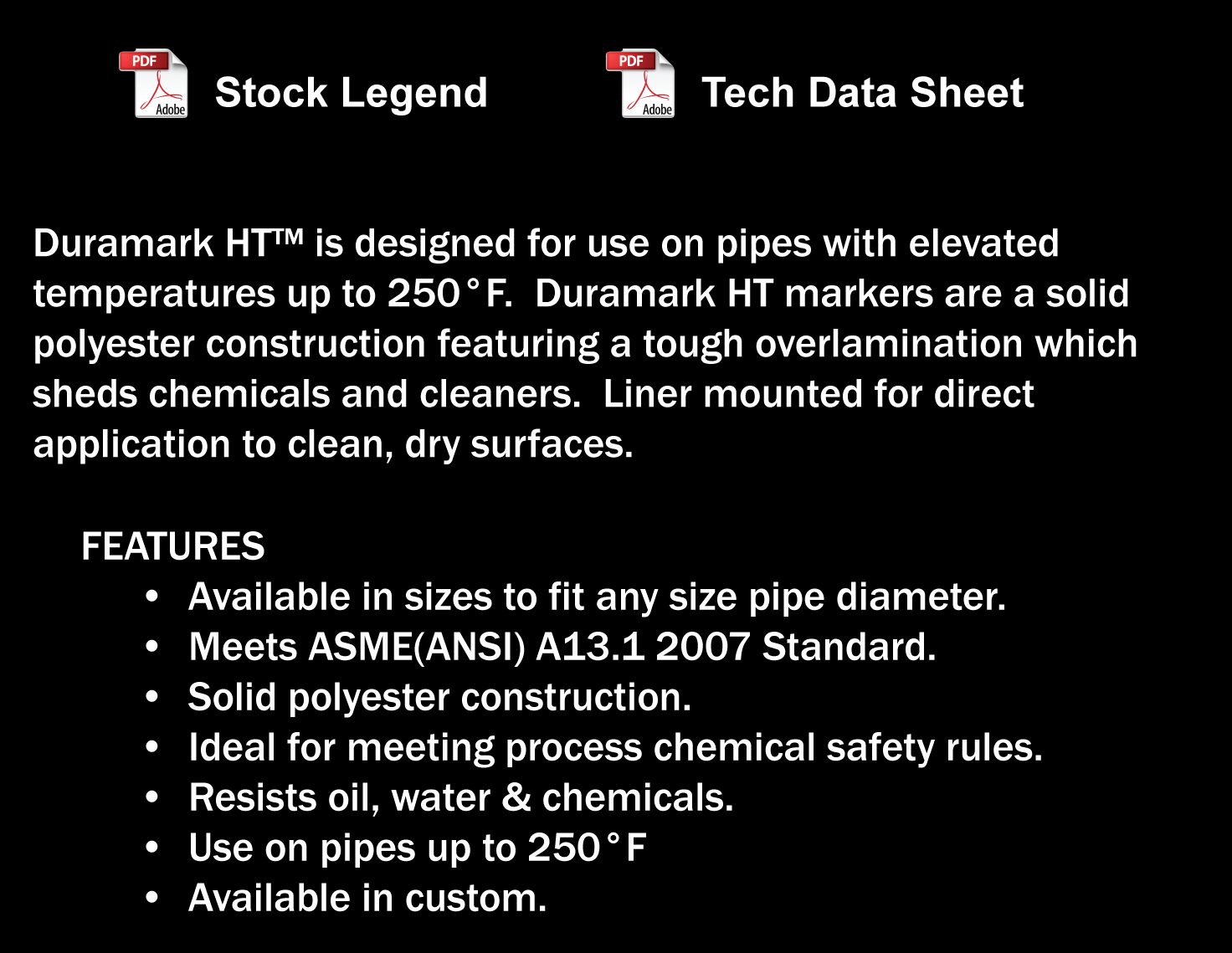 Duramark HT Harsh Envrionment Self-Stick Pipemarkers