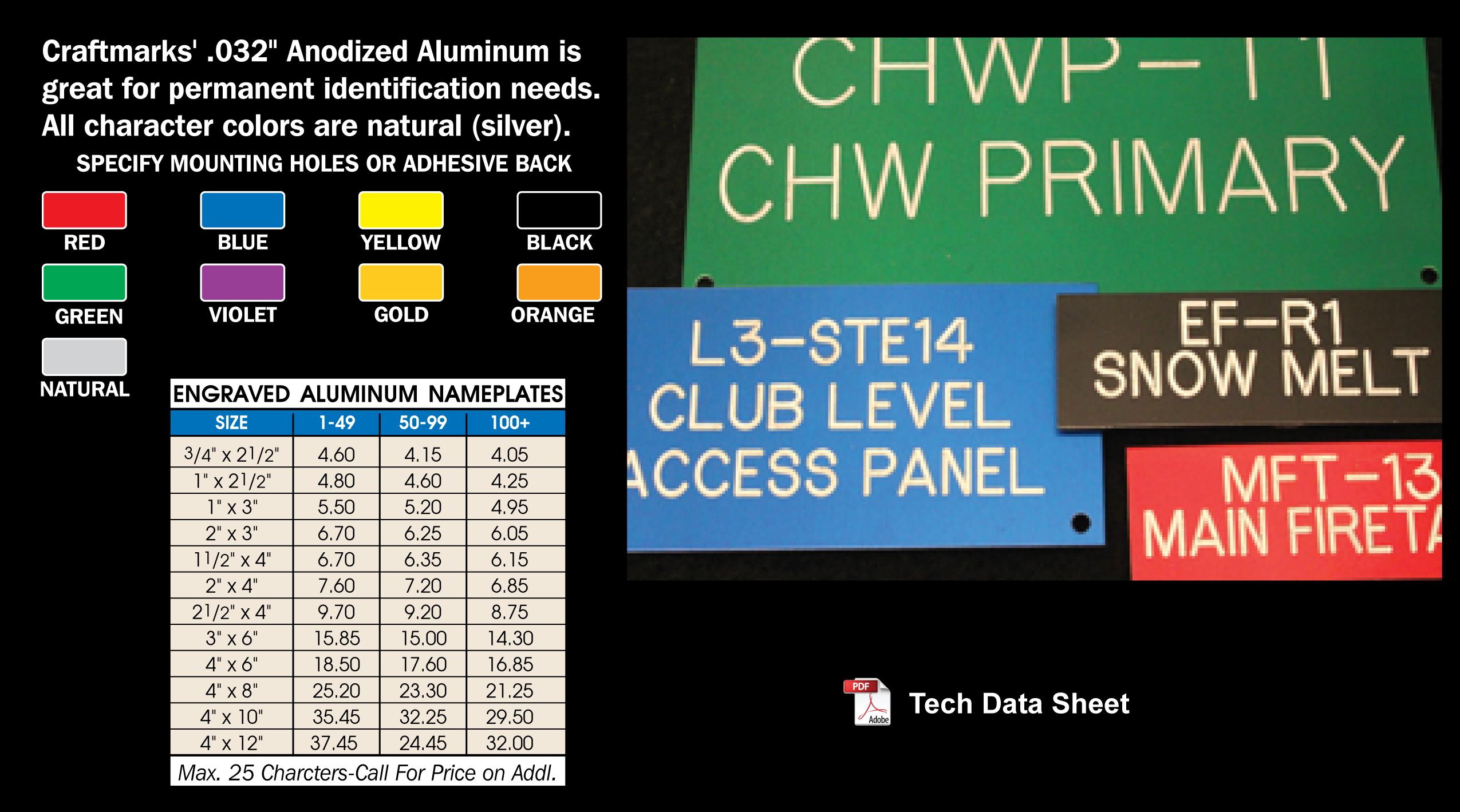 Engraved Aluminum Equipment Tags & Signs