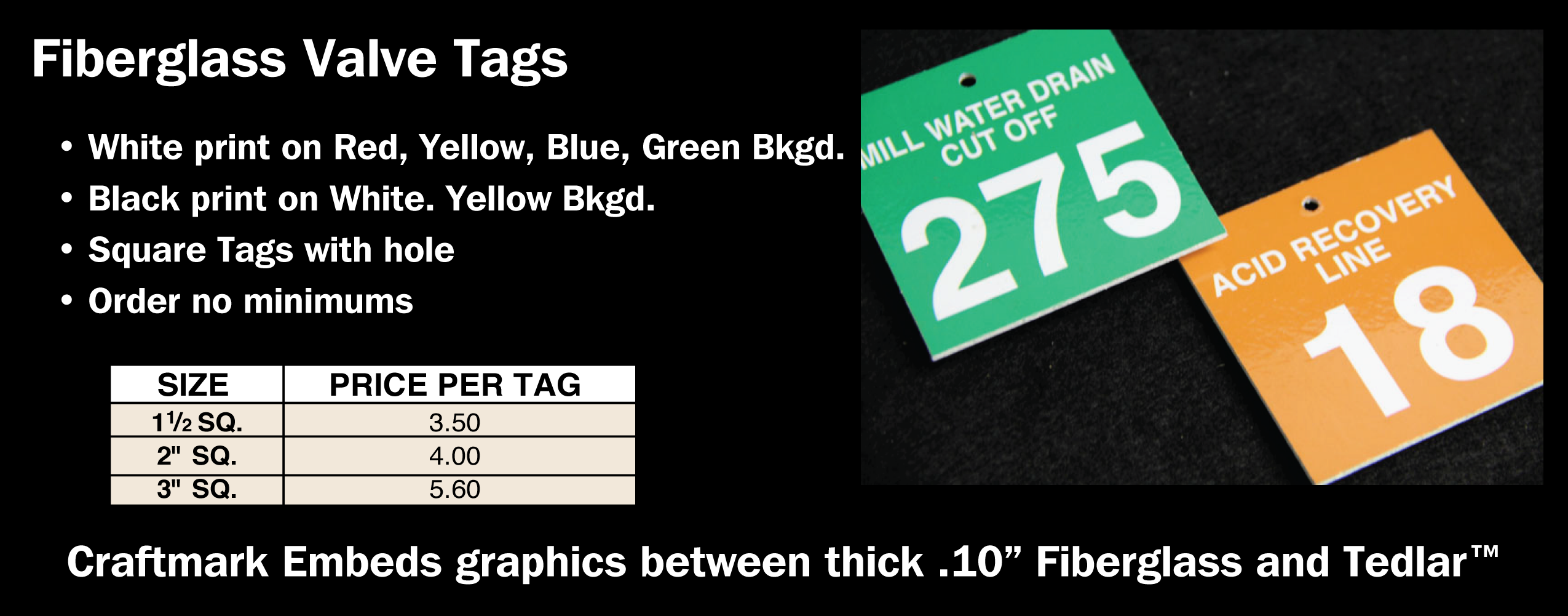 Fiber Glass Valve Tags