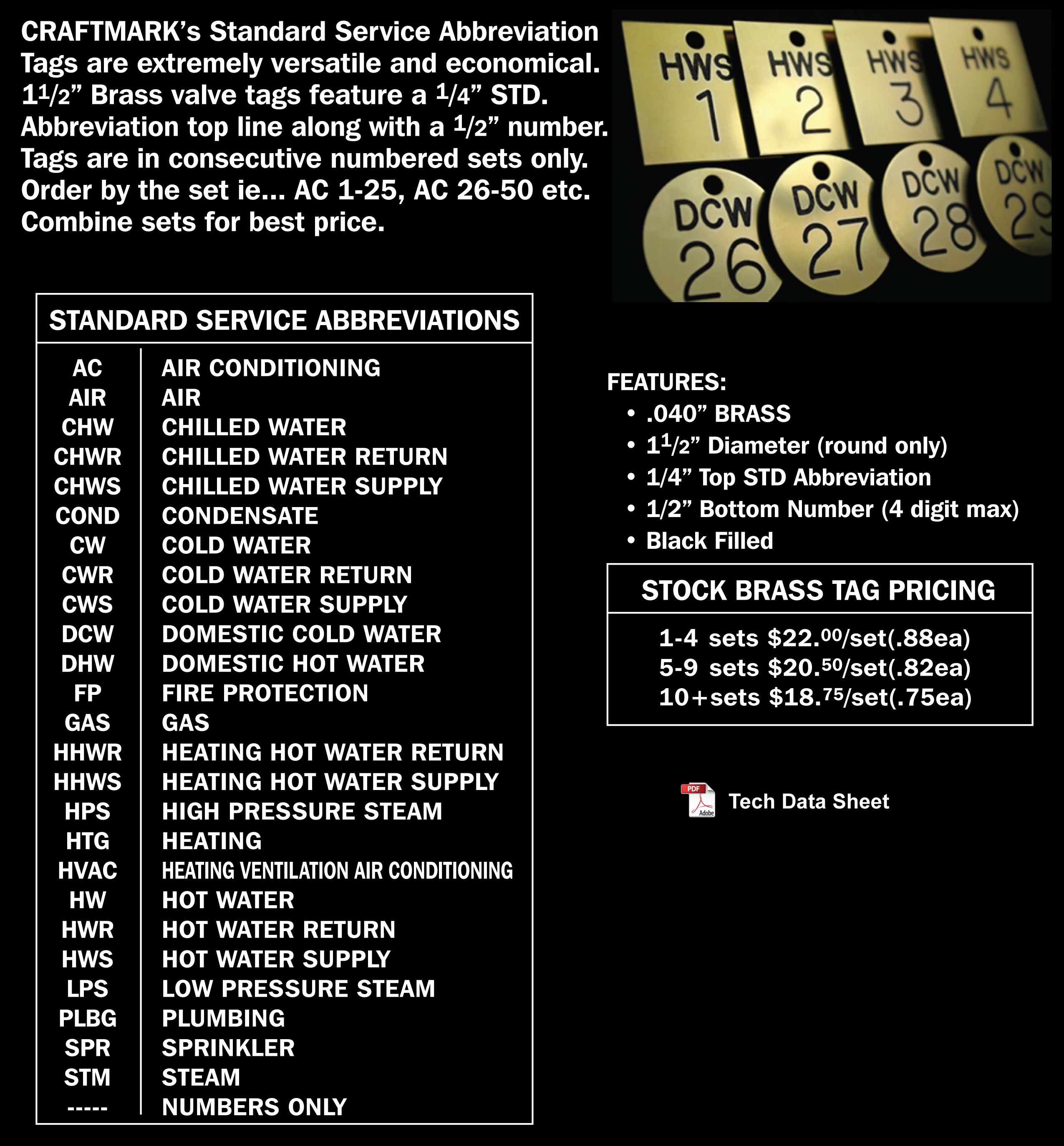 Standard Service Valve Tags